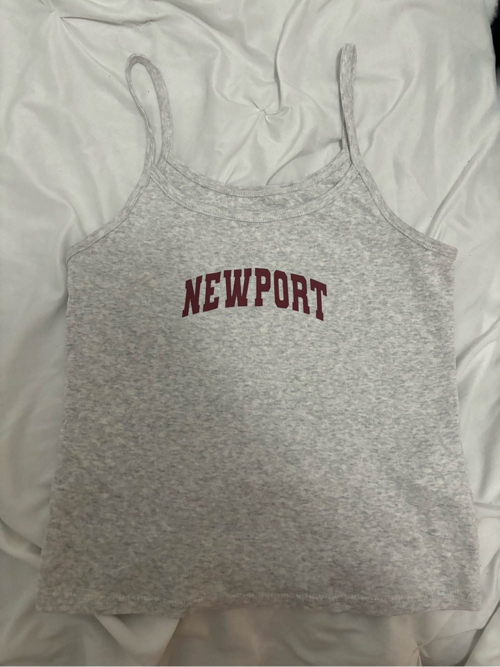 No Boundaries Heather Gray Tank with Maroon NEWPORT Print
